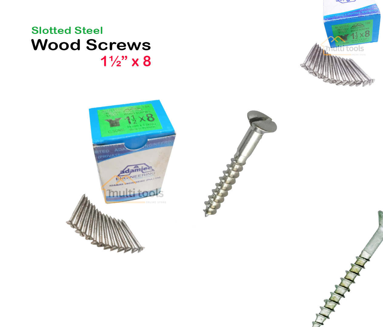 Slotted Steel Wood Screws 1-1-2 X 8